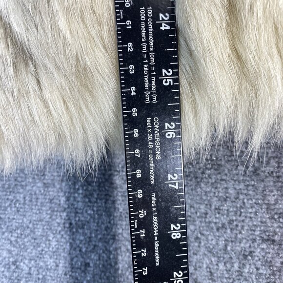 VTG Real Fur Coat Ivory Fox Racoon Look 100% Bemberg Lined Made in Korea Luxury - Picture 4 of 14